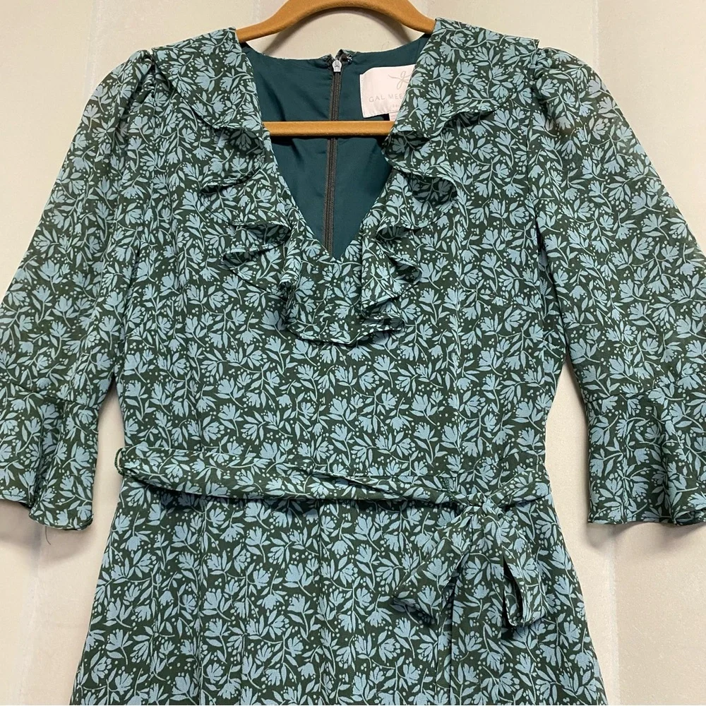 Gal Meets Glam Women’s Roberta Dress Size 2 Ruffled Maxi Cottagecore Prairie